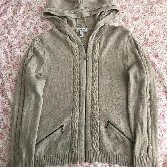 St.John Sport Hoodie Cadigan L Wool Silk Cashmere - Picture 10 of 11